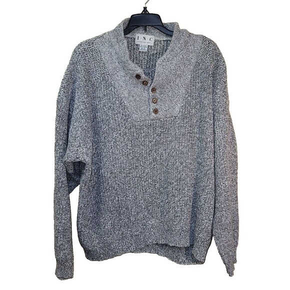 Inc International Concepts Sweater Mens XL Gray Long Sleeve 1/4 Button Heavy - Picture 1 of 12